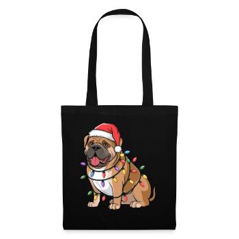 Bullmastiff Christmas Lights Xmas Dogs Gifts - Stoffbeutel - Schwarz - Vorne
