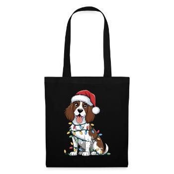 English Springer Spaniel Christmas Lights Xmas - Stoffbeutel - Schwarz - Vorne
