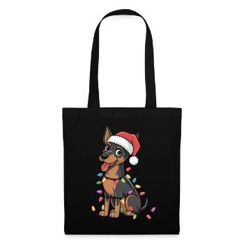 German Pinscher Christmas Lights Xmas Dogs Gifts - Stoffbeutel - Schwarz - Vorne