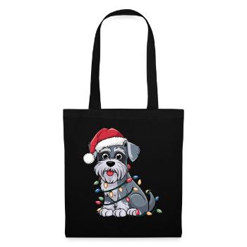 Miniature Schnauzer Christmas Lights Xmas Dogs - Stoffbeutel - Schwarz - Vorne