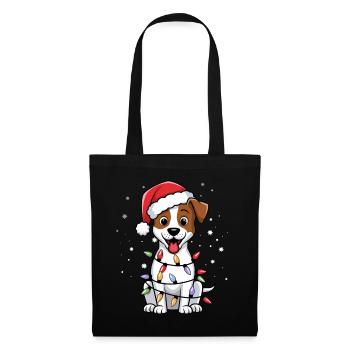 Jack Russell Terrier Christmas Lights Xmas Dogs - Stoffbeutel - Schwarz - Vorne