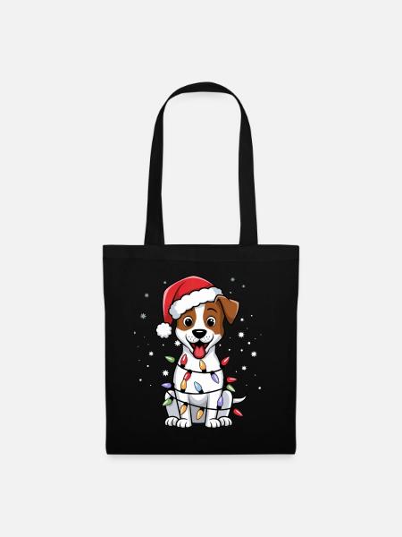 Jack Russell Terrier Christmas Lights Xmas Dogs - Stoffbeutel - Schwarz