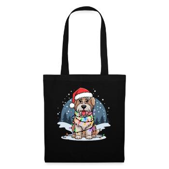 Wheaten Terrier à poil doux Noël lumières de Noël - Sac en tissu - noir - Devant