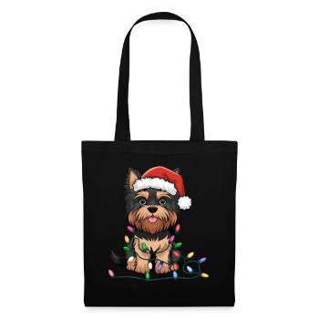 Yorkshire Terrier Christmas Lights Xmas Dogs Gifts - Stoffbeutel - Schwarz - Vorne