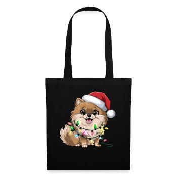 Pomeranian Christmas Lights Xmas Dogs Gifts - Stoffbeutel - Schwarz - Vorne