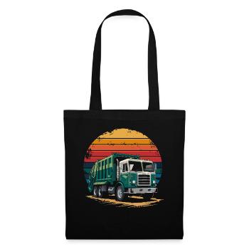 Retro Recycling Garbage Truck Sanitation Worker - Tote Bag - black - Front