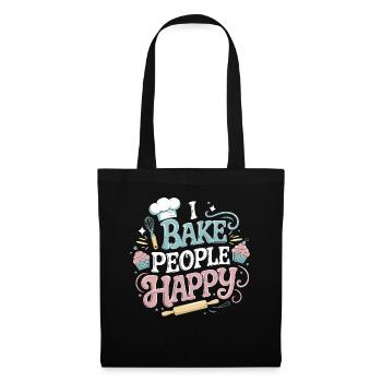 I Bake People Happy Funny Baking Lover Gifts Men - Stoffbeutel - Schwarz - Vorne