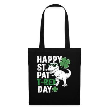 Happy St. Pat T-Rex Day Dinosaur T-Rex Shamrocks - Tote Bag - black - Front