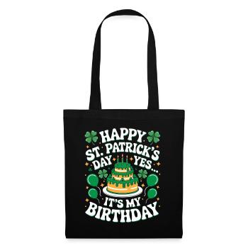 St. Patrick’s Day Birthday Cake Shamrock Men Women - Stoffbeutel - Schwarz - Vorne