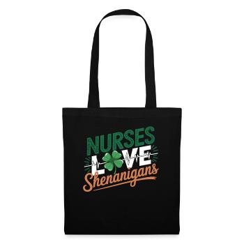 Nurses Heartbeat Love Shenanigans St. Patrick's - Stoffbeutel - Schwarz - Vorne