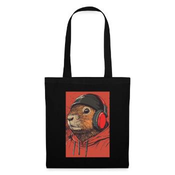 Capibara Cochon d’Inde Capybara Casque - Sac en tissu - noir - Devant