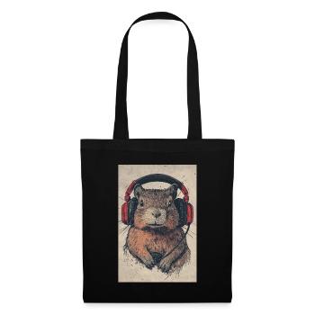 Capibara Meerschwein Wasserschwein Headphones - Stoffbeutel - Schwarz - Vorne