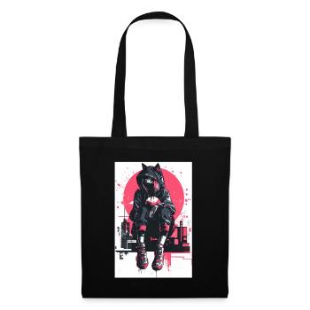 Otaku Streetwear Japan Cyberpunk Techwear Anime - Stoffbeutel - Schwarz - Vorne