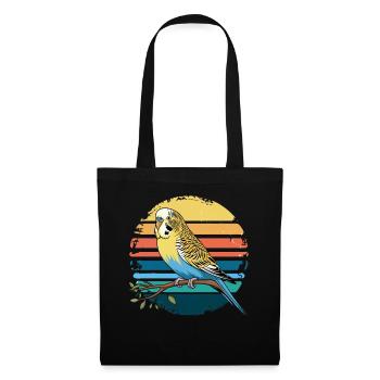 Budgie Parakeet Retro Sunset Vintage Budgerigar - Stoffbeutel - Schwarz - Vorne