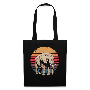 Retro Vintage Elephant Wildlife Nature Elephant - Stoffbeutel - Schwarz - Vorne