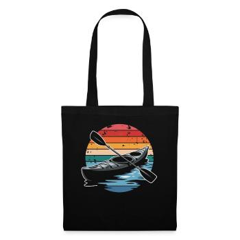 Rétro Vintage Kayak Aventure Coucher de soleil Paddle - Sac en tissu - noir - Devant