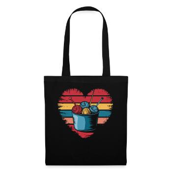 Retro Vintage Knitting Crochet Yarn Lovers Gifts - Tote Bag - black - Front