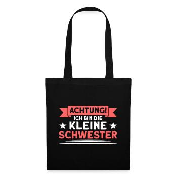 Schwester Geschwister Kleine Schwester Geschenk - Stoffbeutel - Schwarz - Vorne