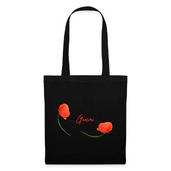 Gémeaux Poppy Coquelicot Signe du zodiaque Gémeaux Gémeaux - Sac en tissu - noir - Devant