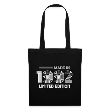 1992 Geburtstagsgeschenk 1992 Geschenkidee - Stoffbeutel - Schwarz - Vorne