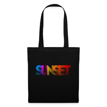 SUNSET Schrift Sonnenuntergang Farben Urlaubsmotiv - Stoffbeutel - Schwarz - Vorne