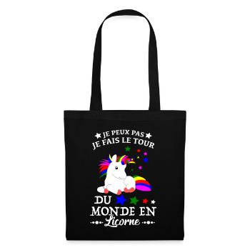 Licorne Shirt - je fais le tour du monde Cadeau - Sac en tissu - noir - Devant