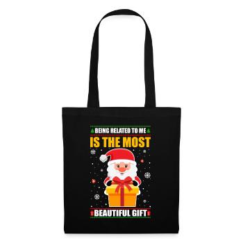 Being Related To Me – Lustiger Weihnachtsspruch - Stoffbeutel - Schwarz - Vorne