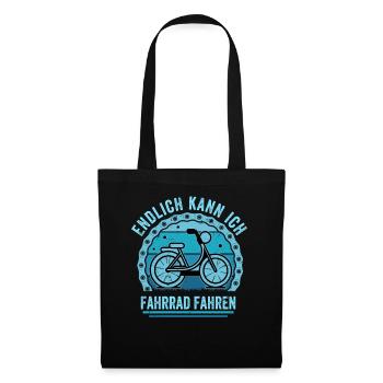 Endlich Kann Ich Fahrrad Fahren - Stoffbeutel - Schwarz - Vorne