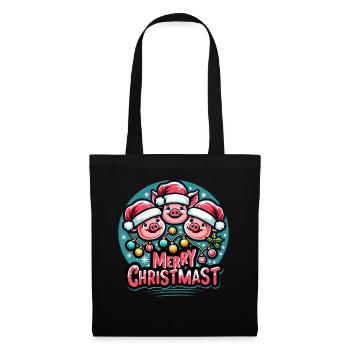 JOYEUX Noël - Repas de Noël rôti - Sac en tissu - noir - Devant