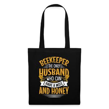 Funny Beekeeper Spruch - Gatte und Ehemann - Stoffbeutel - Schwarz - Vorne