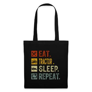 Eat Tractor Sleep Repeat - Retro Traktor Erntezeit - Stoffbeutel - Schwarz - Vorne
