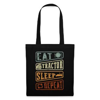 Eat Tractor Sleep Repeat - Retro Traktor Erntezeit - Stoffbeutel - Schwarz - Vorne