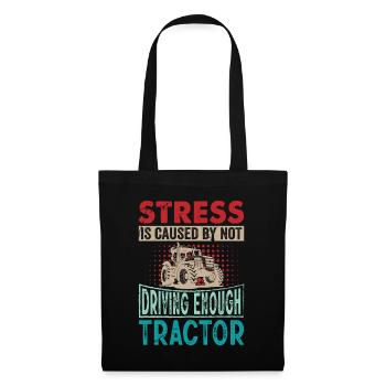 Retro Traktor Erntezeit - Stress Spruch Englisch - Stoffbeutel - Schwarz - Vorne