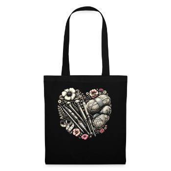 Häkeln Crochet Fil à crocheter Cool Heart - Sac en tissu - noir - Devant
