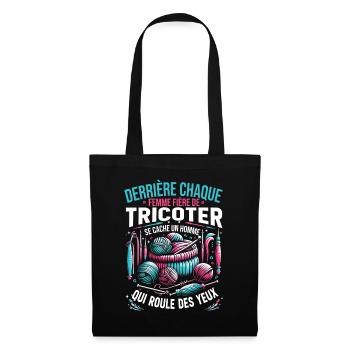 Crochet Crochet Crochet Fil Tricot Citations - Sac en tissu - noir - Devant