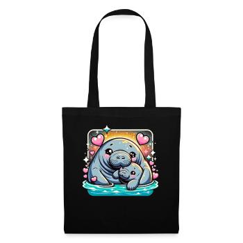 Aquatic baby and mother siren manatees - Tote Bag - black - Front
