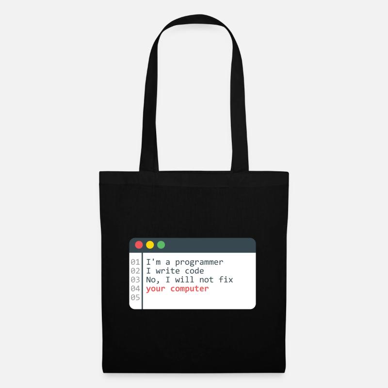 Programmeur HTML Programmation de codage de codeur informatique - Sac en tissu - noir