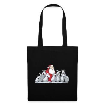 Singernder Weihnachtsmann mit Schafen - Stoffbeutel - Schwarz - Vorne