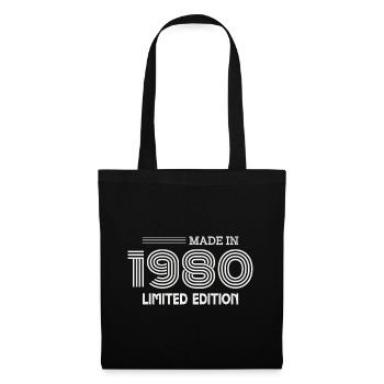 1980 Geburtstagsgeschenk 1980 Geschenkidee - Stoffbeutel - Schwarz - Vorne