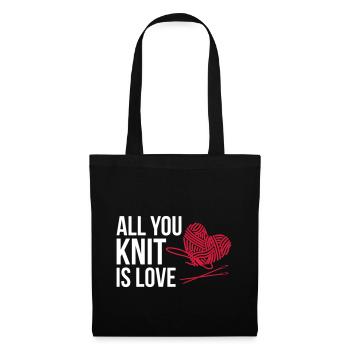 All you knit is love - knitting - Stoffbeutel - Schwarz - Vorne
