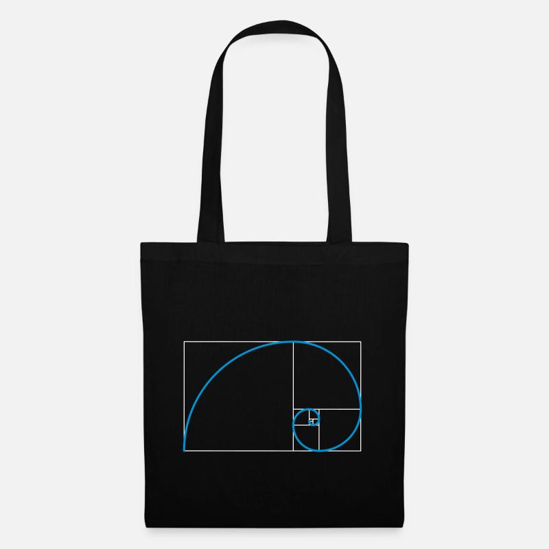 Fibonacci Spirale Goldener Schnitt Geometrie Phi - Stoffbeutel - Schwarz