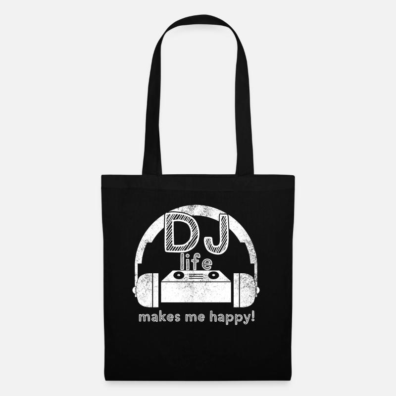 DJ life makes me happy mit Mischpult - Stoffbeutel - Schwarz