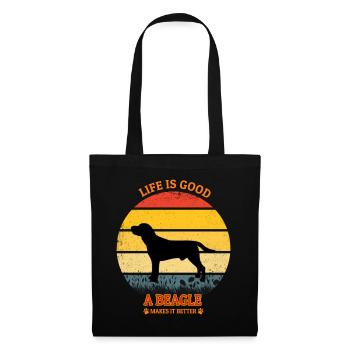 Life Is Good A Beagle Makes It Better - Stoffbeutel - Schwarz - Vorne