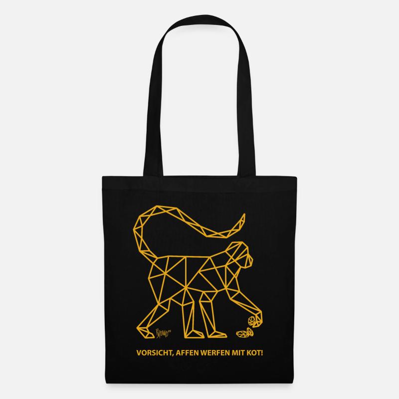 Bronko55 No.79 – "Beware, monkeys throw excrement!" - Tote Bag - black