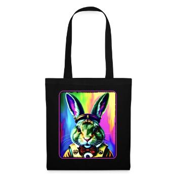 Cool colorful rabbit in steampunk style - Tote Bag - black - Front