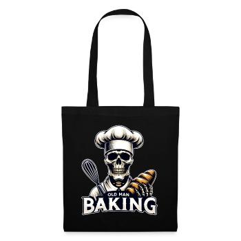 Old Man Baking Skull mit Bäckermütze backt Brot - Stoffbeutel - Schwarz - Vorne