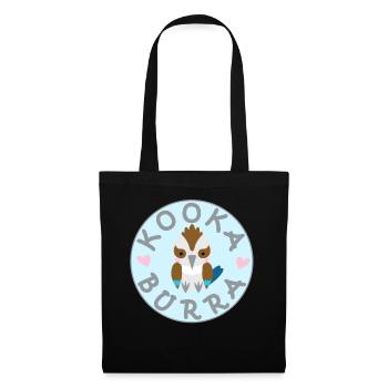 Kookaburra Australie Oiseau qui rit, Sweet Circle Hearts - Sac en tissu - noir - Devant