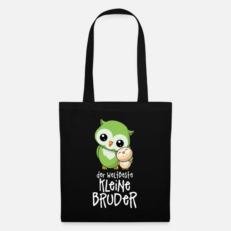 Der weltbeste kleine Bruder - Eulen Geschwister - Stoffbeutel - Schwarz