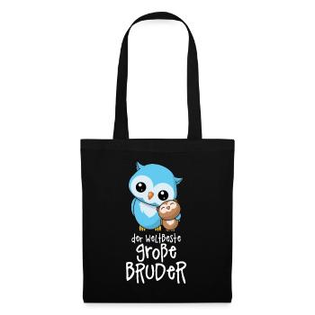 Der weltbeste große Bruder - Großer Bruder Eulen - Stoffbeutel - Schwarz - Vorne