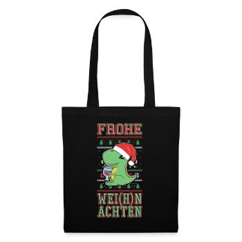 Dino Wine Merry Christmas Christmas Funny - Tote Bag - black - Front